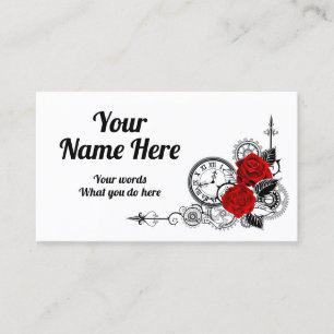 Elegant Classy Steampunk Red Roses Business Card