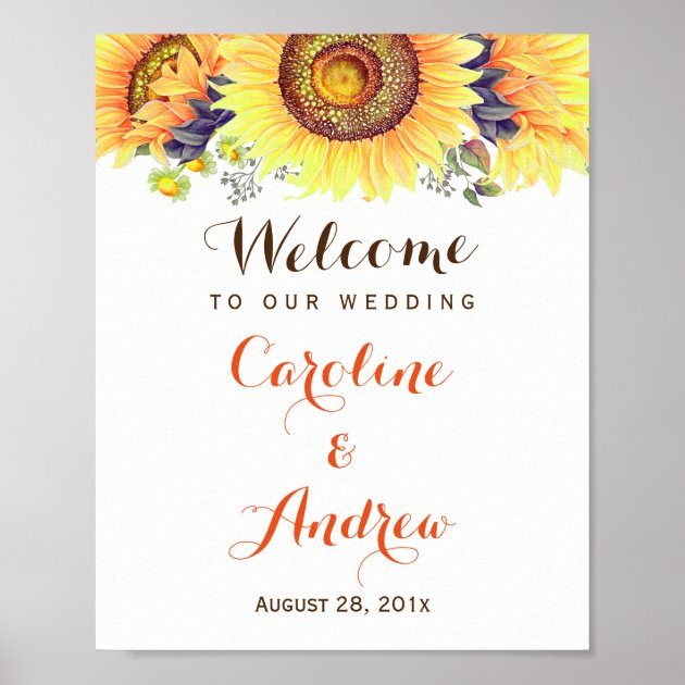 Elegant Classy Sunflowers Welcome Wedding Sign