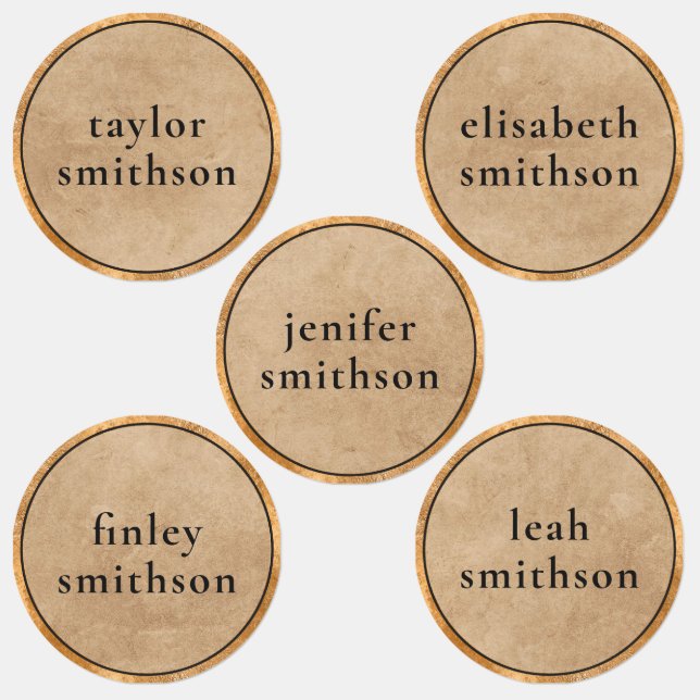   Elegant Classy Taupe Luxury Add Your Name School Labels (Group)