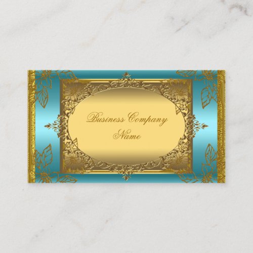 Elegant Classy Teal Blue Gold Elite Business Card