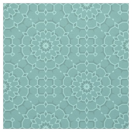 Elegant Classy Teal Mosaic Geometric Pattern Fabric