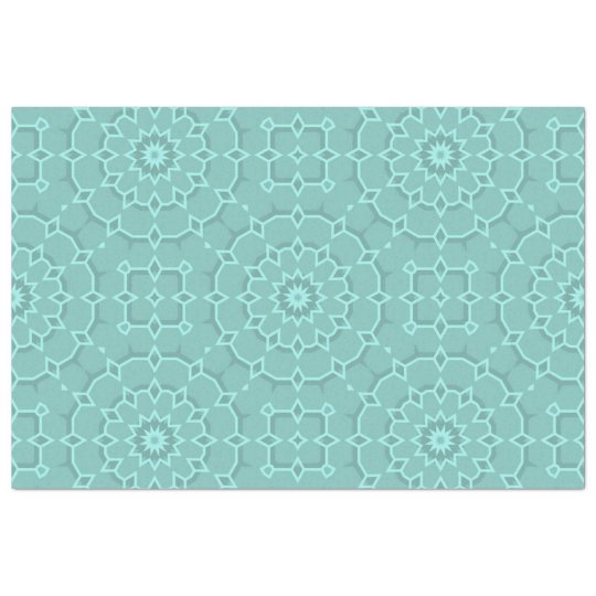 Elegant Classy Teal Mosaic Geometric Pattern Tissue Paper