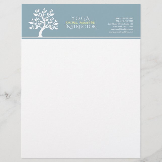 Elegant Classy Tree YOGA Studio Massage Therapy Letterhead (Front)
