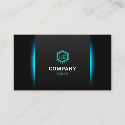 Elegant Classy Turquoise and Black Modern Futurism Business Card