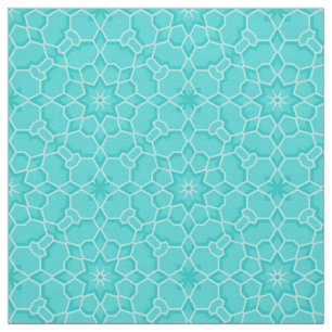 Elegant Classy Turquoise Mosaic Geometric Pattern Fabric