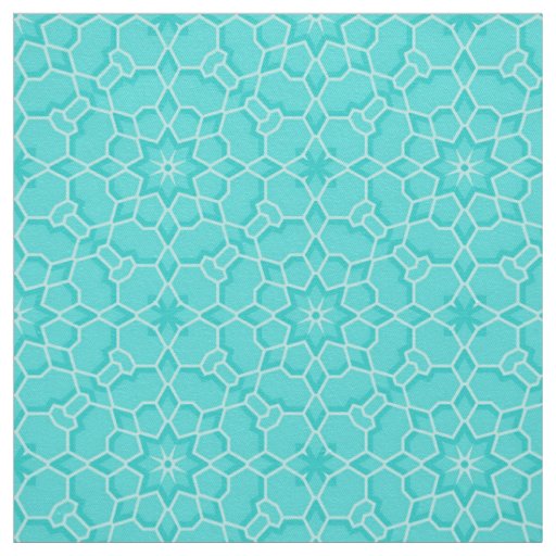 Elegant Classy Turquoise Mosaic Geometric Pattern Fabric