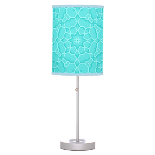 Elegant Classy Turquoise Mosaic Geometric Pattern Table Lamp