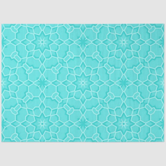 Elegant Classy Turquoise Mosaic Geometric Pattern Tissue Paper (Front)