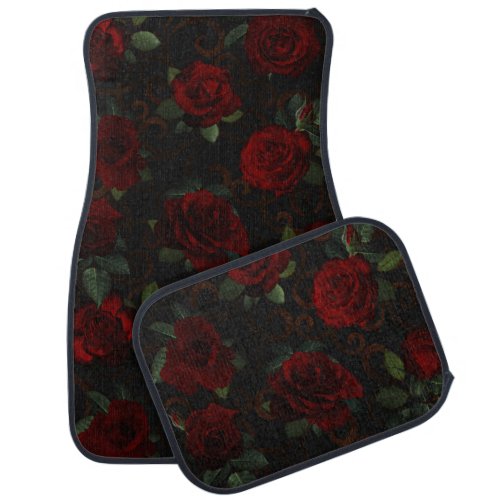   Elegant Classy Vintage Rose Stylish Black Gothic Car Floor Mat