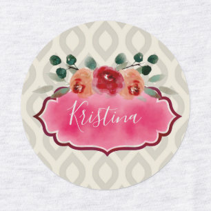 Elegant Classy Watercolor Floral Frame Bouquet Kids' Labels