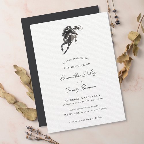 Elegant Classy Watercolor Horse Equestrian Wedding Invitation