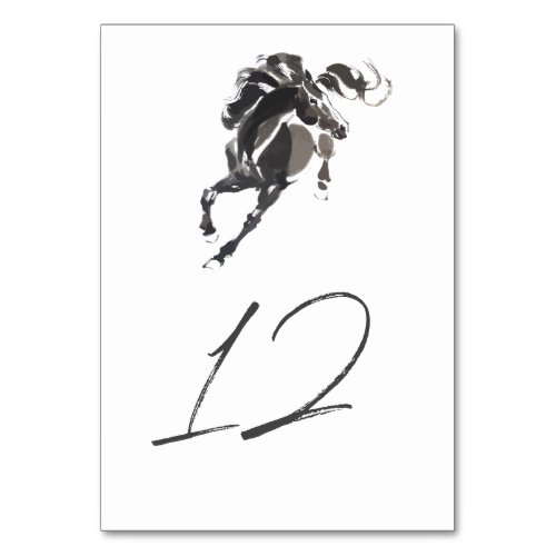 Elegant Classy Watercolor Horse Equestrian Wedding Table Number