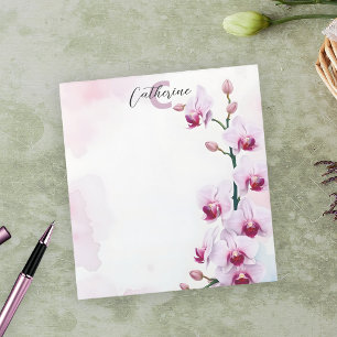 Elegant Classy Watercolor Pink Orchid Cascade Notepad