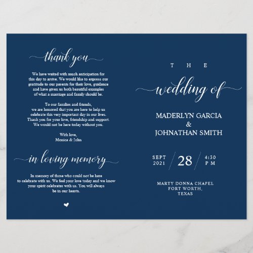 Elegant Classy Wedding Ceremony Foldable Program