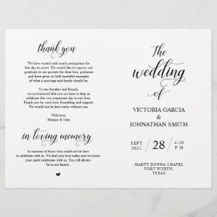 Elegant Classy Wedding Ceremony Foldable Program