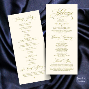 Elegant Classy Wedding Ceremony Order Cream Gold Program