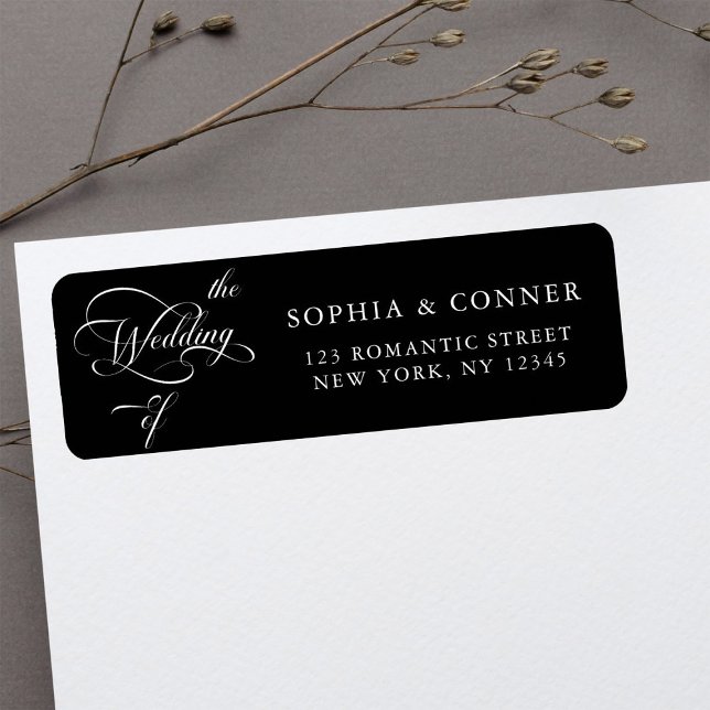 Elegant Classy Wedding Return Address Black Label (Creator Uploaded)