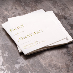 Elegant Classy White and Gold Wedding  Napkins