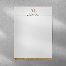 Elegant Classy White &amp; Gold Personalized Monogram  Letterhead