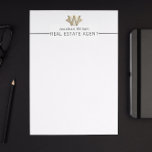 Elegant Classy White & Gold Personalized Monogram  Letterhead<br><div class="desc">Your monogrammed stationery are a beautifully personalized way to show off your style. These chic custom letterhead feature an elegant initial and name to personalize. To personalize the monogram with your own letter, please click on "Edit using design tool" and "crop". Move the cropped area to your letter. Then click...</div>