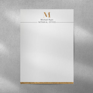Elegant Classy White & Gold Personalized Monogram  Letterhead