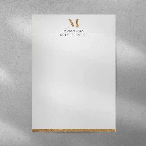 Elegant Classy White  Gold Personalized Monogram  Letterhead