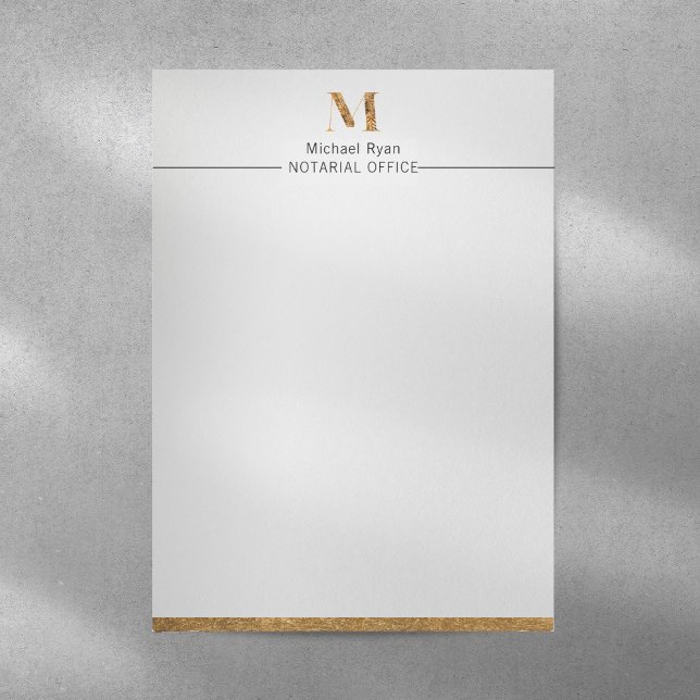 Elegant Classy White & Gold Personalized Monogram  Letterhead (Creator Uploaded)