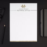 Elegant Classy White & Gold Personalized Monogram  Letterhead<br><div class="desc">Your monogrammed stationery are a beautifully personalized way to show off your style. These chic custom letterhead feature an elegant initial and name to personalize. To personalize the monogram with your own letter, please click on "Edit using design tool" and "crop". Move the cropped area to your letter. Then click...</div>