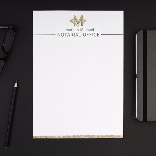 Elegant Classy White  Gold Personalized Monogram  Letterhead