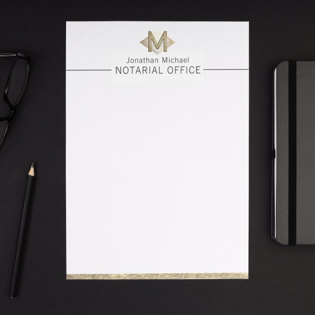 Elegant Classy White & Gold Personalized Monogram  Letterhead (Creator Uploaded)