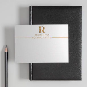 Elegant Classy White & Gold Personalized Monogram Note Card