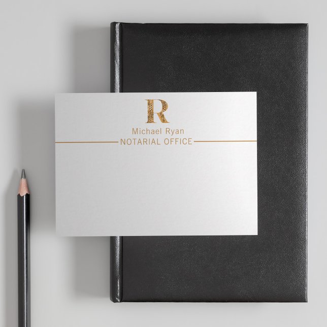 Elegant Classy White & Gold Personalized Monogram  Note Card (Creator Uploaded)