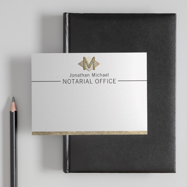 Elegant Classy White & Gold Personalized Monogram  Note Card (Creator Uploaded)