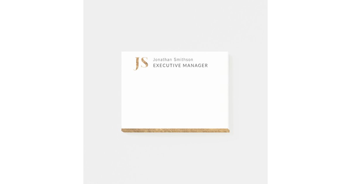Elegant Classy White & Gold Personalized Monogram Post-it Notes | Zazzle