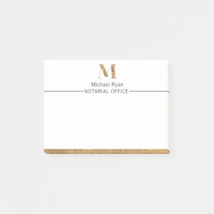 Elegant Classy White & Gold Personalized Monogram  Post-it Notes