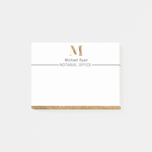 Elegant Classy White & Gold Personalized Monogram  Post-it Notes (Front)