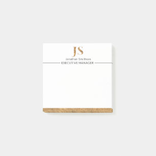 Elegant Classy White & Gold Personalized Monogram Post-it Notes