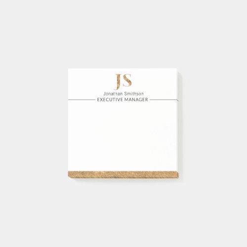 Elegant Classy White  Gold Personalized Monogram  Post_it Notes
