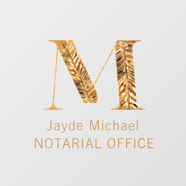 Elegant Classy White & Gold Personalized Monogram Wall Decal (Front)