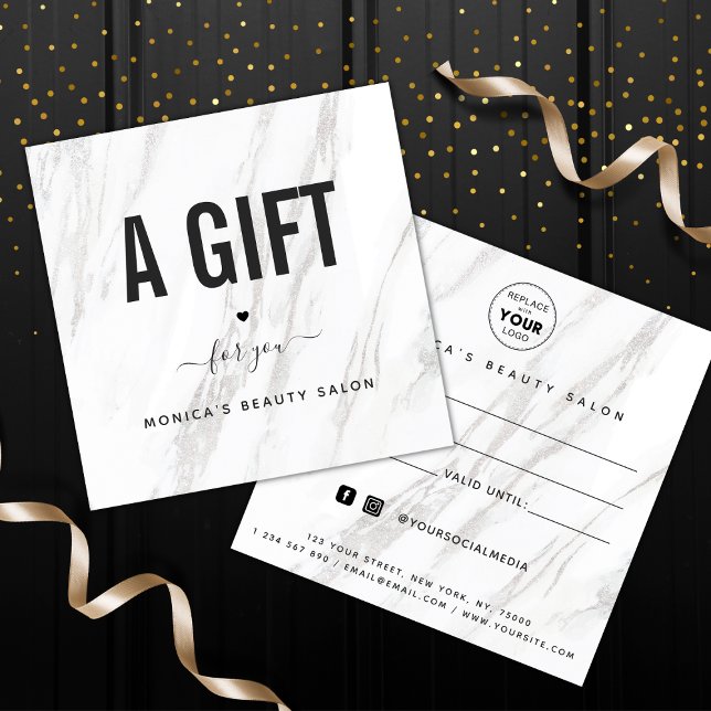 Elegant Classy White Marble Beauty Salon Logo Chic (Creator Uploaded)