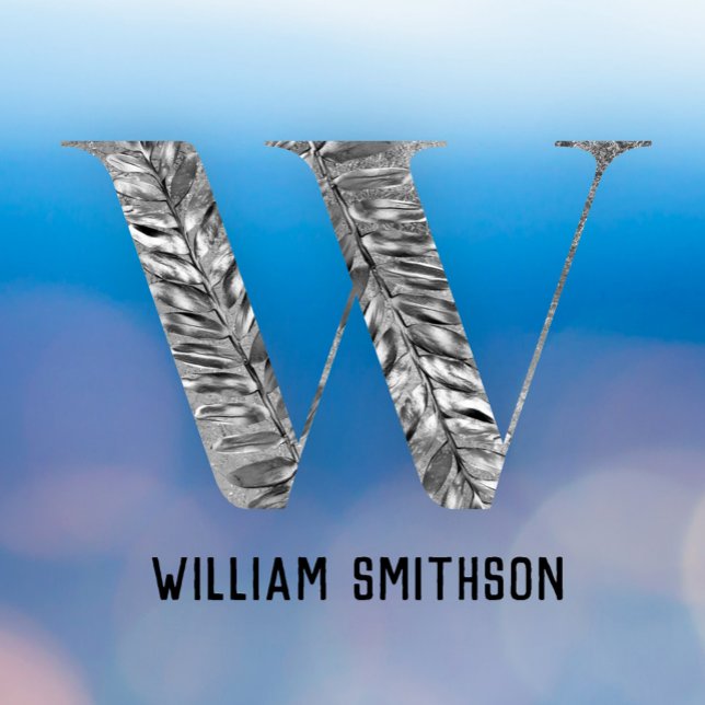  Elegant Classy White Silver Personalized Monogram Window Cling (Creator Uploaded)