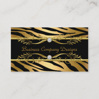 Elegant Classy Zebra Gold Black Embossed Look Business Card