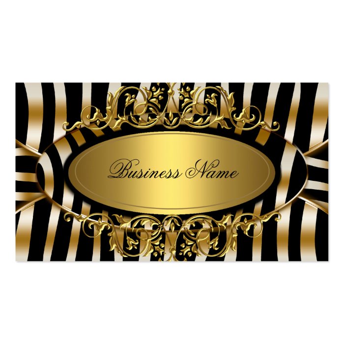 Classy Zebra Sepia Gold Metal Look Business Cards