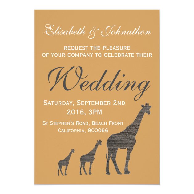 Elegant Clay Giraffe Wedding Invitation
