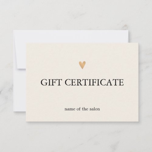 Elegant Clean Beige Faux Gold Heart Beauty Salon