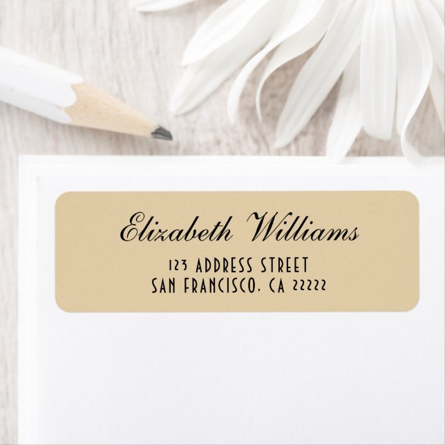 Elegant Clean Beige Gold Simple Script Address Label (Insitu)