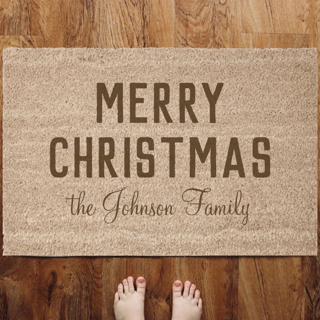 Elegant Clean Big Letters Merry Christmas   Fiber Doormat (Creator Uploaded)