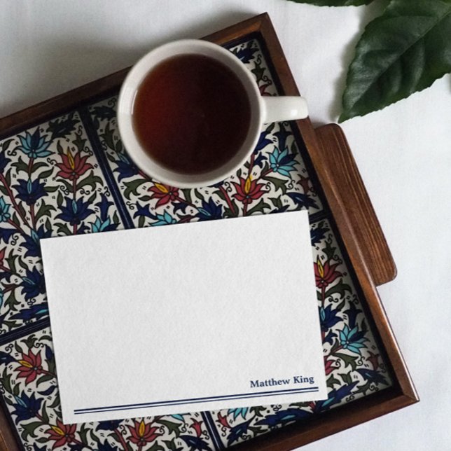 Elegant Clean Blue Lines Add Name Note Card (Creator Uploaded)