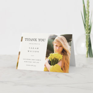 Elegant Clean Chic Minimal Clean Photo Graduation Letterpress Thank You Card