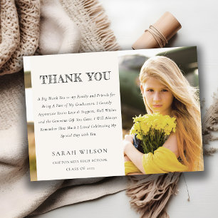 Elegant Clean Chic Minimal Clean Photo Graduation Thank You Card